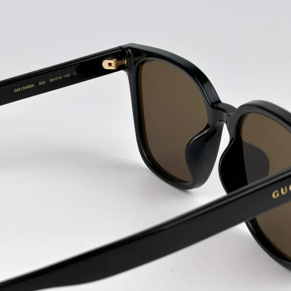 Gucci GG1346SK 002 BRAND NEW Sunglasses Black Brown Polarized Square Unisex